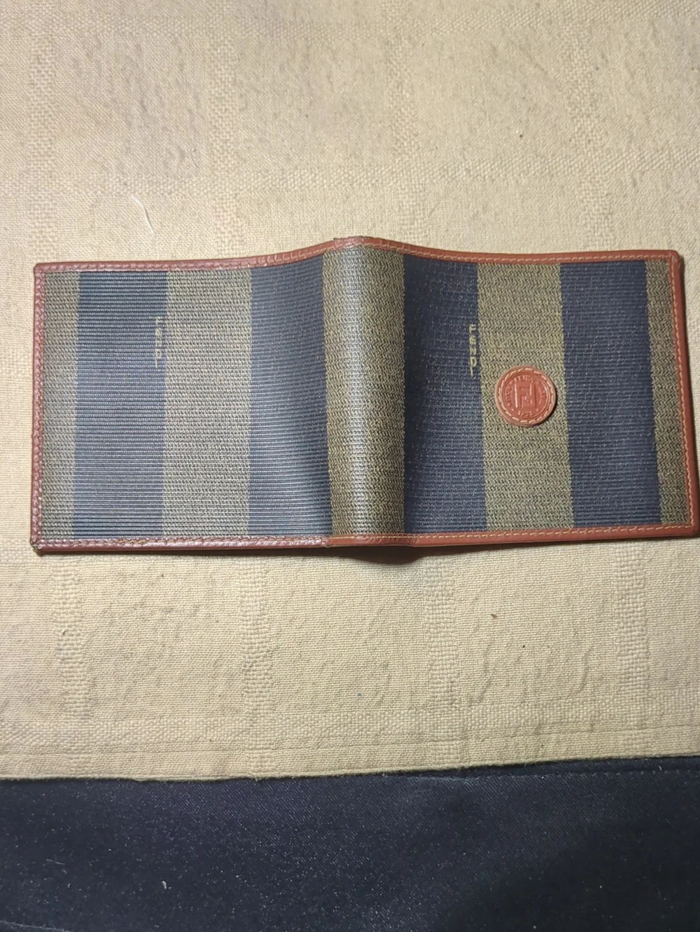 Authentic VINTAGE Fendi Brown / Beige Striped Bi-Fold Men's Wallet NOW ONLY $200